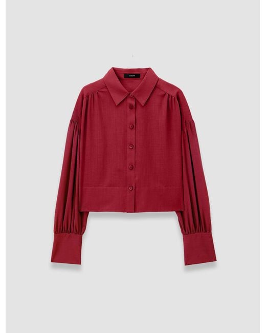 Joseph Red Anais Sheer Fine Wool Blouse