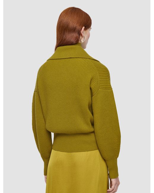 Joseph Green Light Cardigan Stitch Open Neck Jumper
