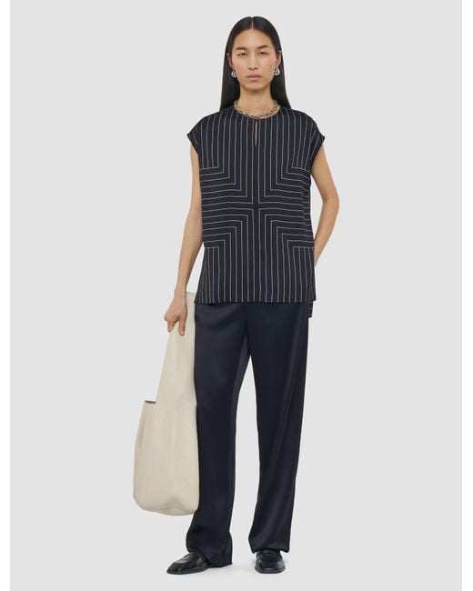 Joseph Blue Louison Geometric Print Silk Top