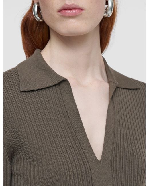 Joseph Green Merino Rib Knit Polo Top
