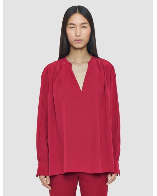 Joseph Red Blondel Crepe De Chine Silk Blouse