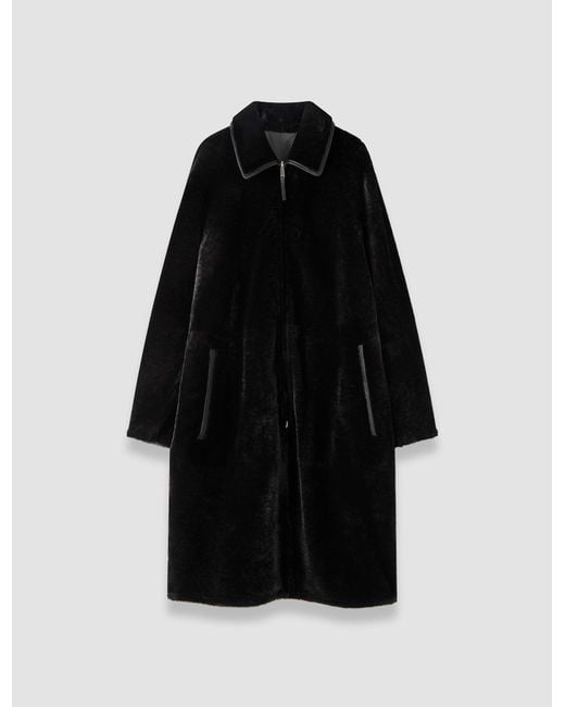 Joseph Black Caspian Soft Shearling Reversible Coat