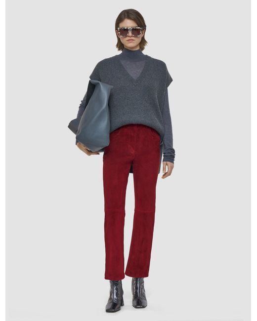 Joseph Red Duke Suede Stretch Trousers