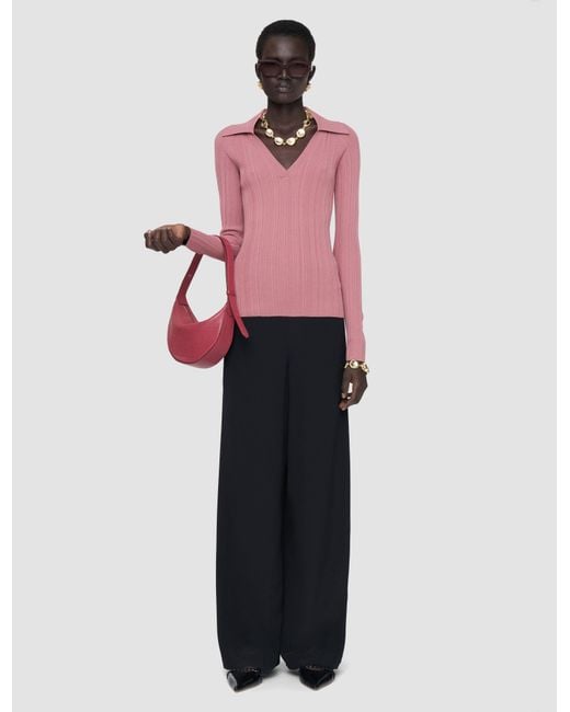 Joseph Pink Chelia Plissé Knit Top