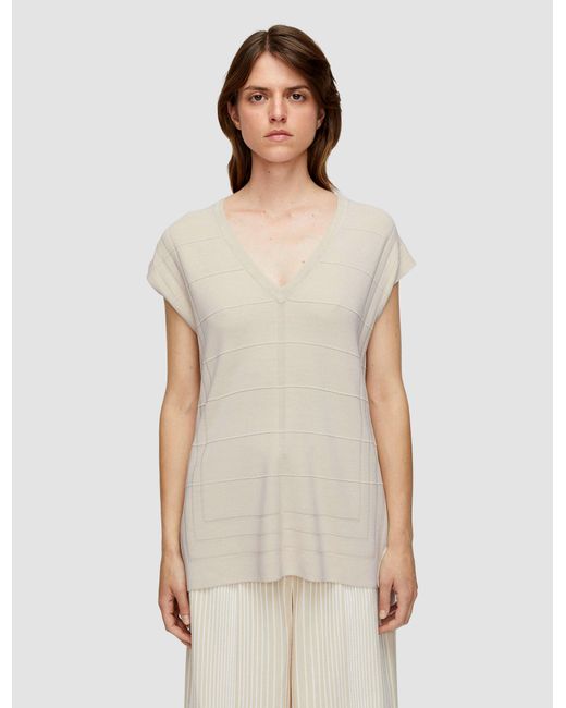Joseph Natural Viscose Grid Knit Top