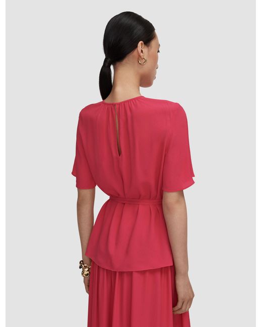 Joseph Red Libby Silk Blend Crepe Top