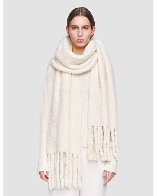 Joseph White Bouclé Knit Scarf