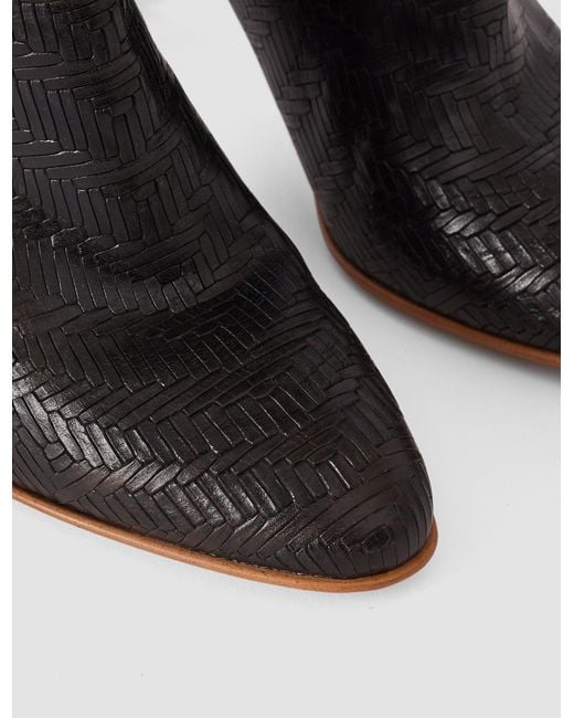 Joseph Black Jolie Woven Leather Knee High Heeled Boots