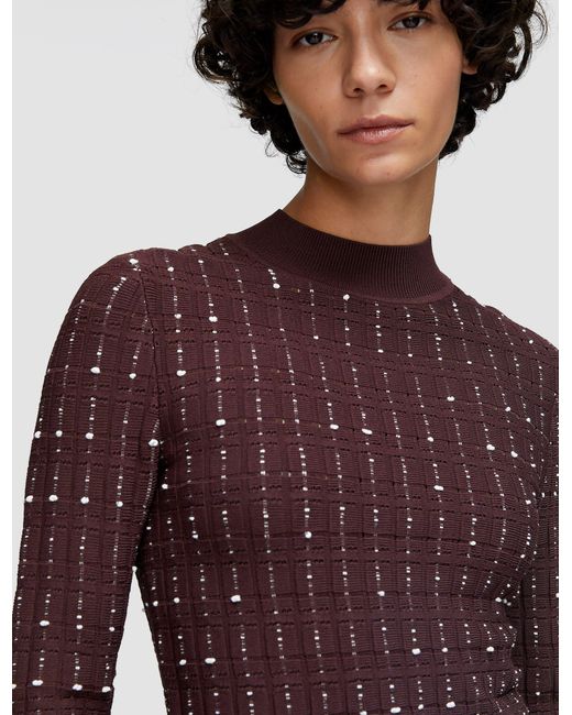 Joseph Red Fragmented Stripes Mock Neck Top