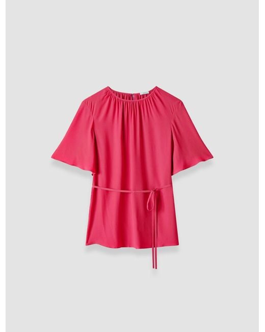 Joseph Red Libby Silk Blend Crepe Top