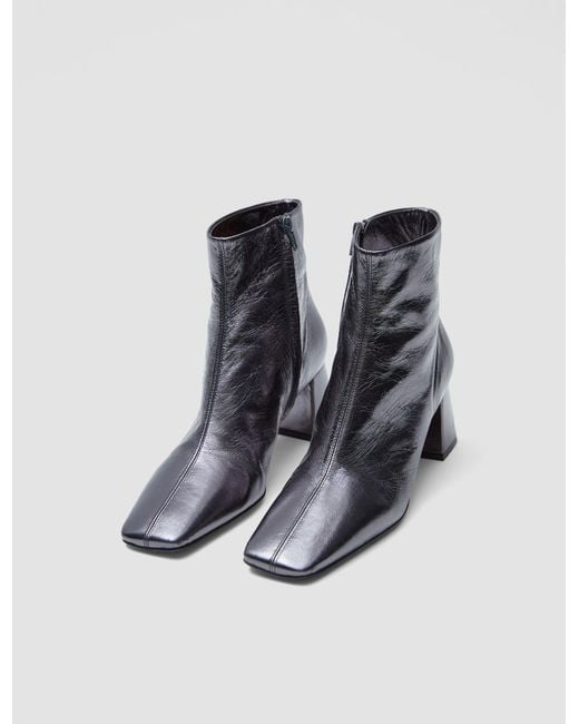 Joseph Black Heeled Metallic Leather Ankle Boots