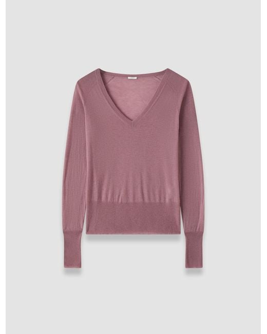 Joseph Pink Cetus Cashair V Neck Jumper
