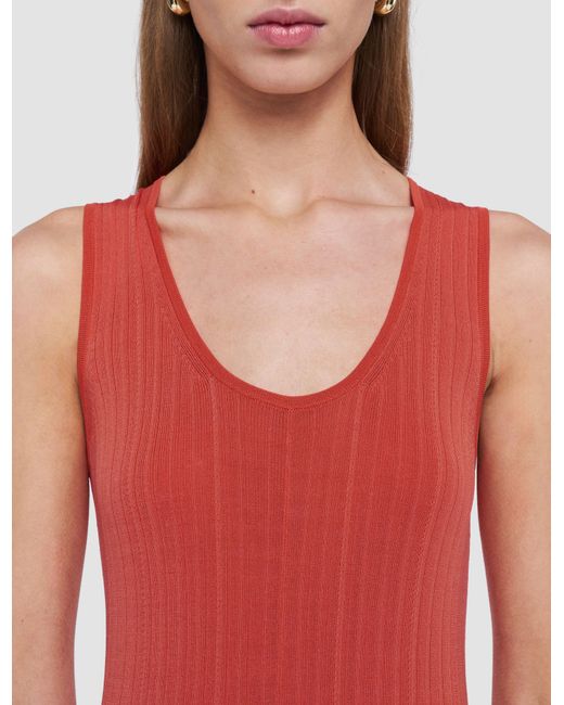 Joseph Red Viscose Rib Knit Dress
