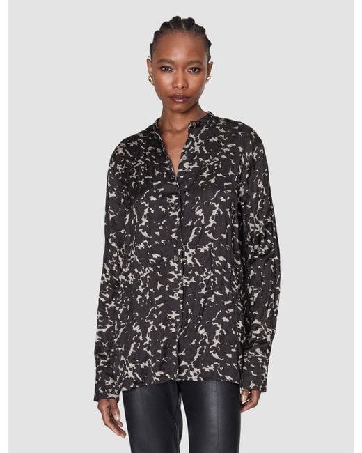 Joseph Black Millie Printed Crinkle Blouse