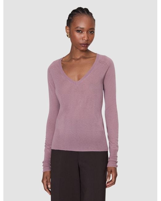 Joseph Pink Cetus Cashair V Neck Jumper