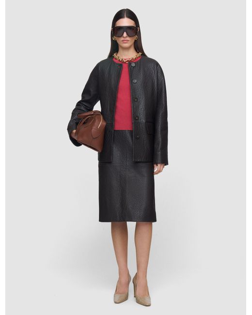 Joseph Red Shroff Pebble Leather Skirt