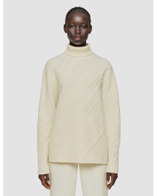 Joseph White Cable Knit Wool Jumper