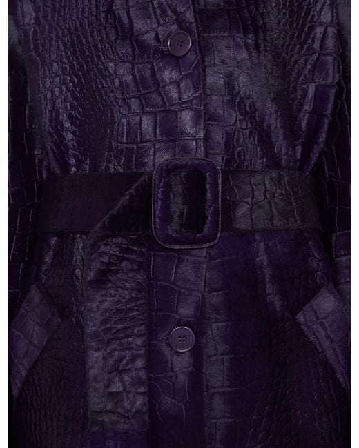 Joseph Blue Auger Embossed Croc Calf Hair Coat