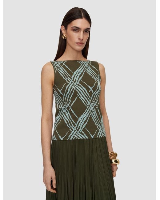 Joseph Green Aouda Check Cotton Silk Knit Top