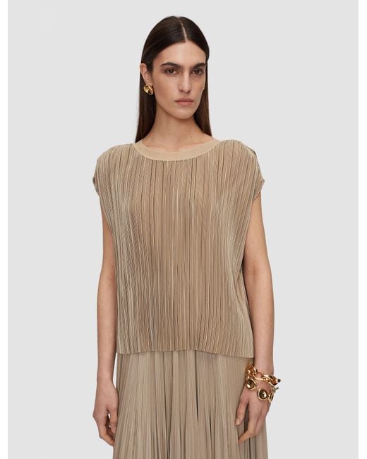Joseph Natural Cedre Pleated Satin Top