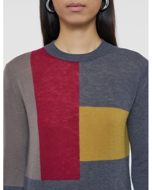 Joseph Blue Overlay Cashair Round Neck Jumper