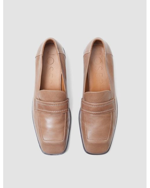Joseph White Leather Penny Loafers