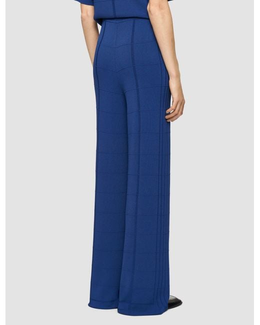 Joseph Blue Viscose Grid Knit Trousers