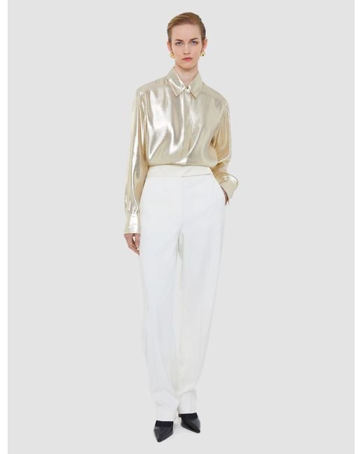 Joseph White Capri Lamé Silk Blouse