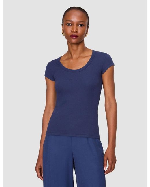 Joseph Blue Saba Cotton Rib Top