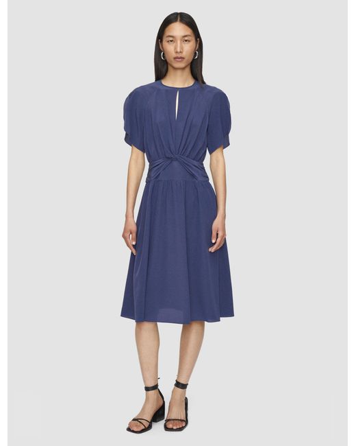 Joseph Blue Lowri Crepe De Chine Knot Silk Dress