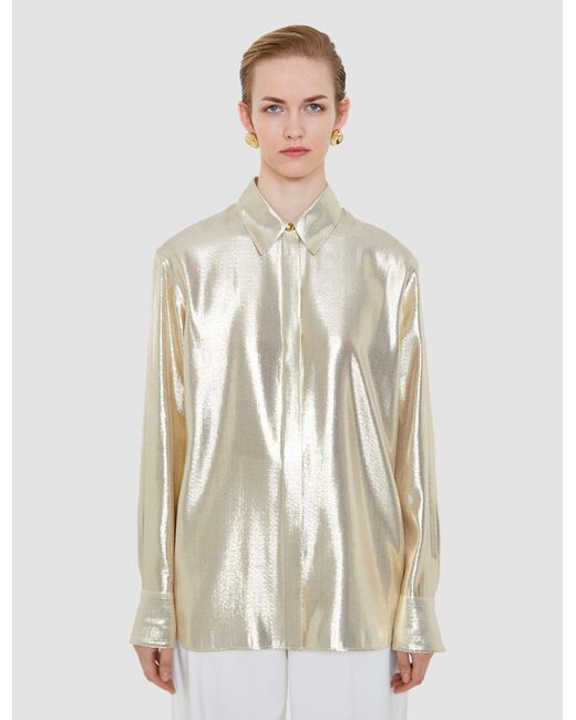Joseph White Capri Lamé Silk Blouse