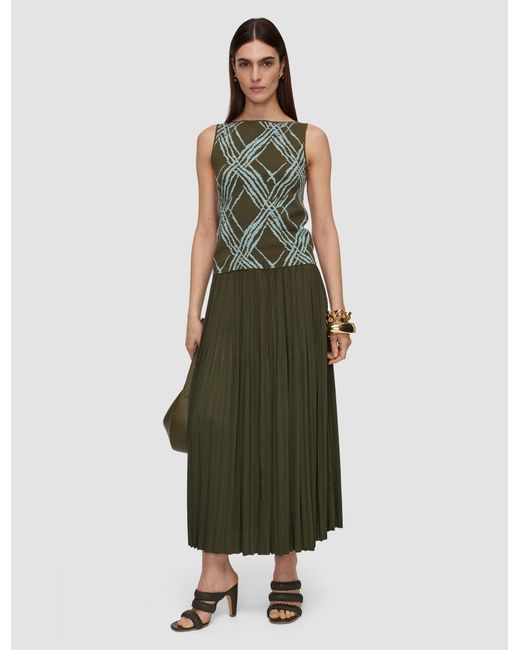 Joseph Green Aouda Check Cotton Silk Knit Top