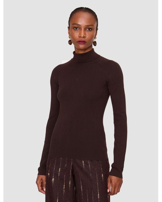 Joseph Brown Lola Silk Stretch High Neck Top