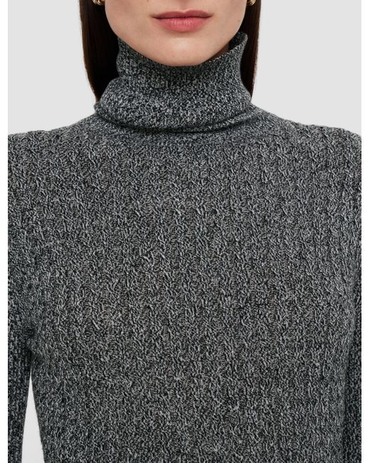 Joseph Gray Ribbed Cable Knit High Neck Jumper