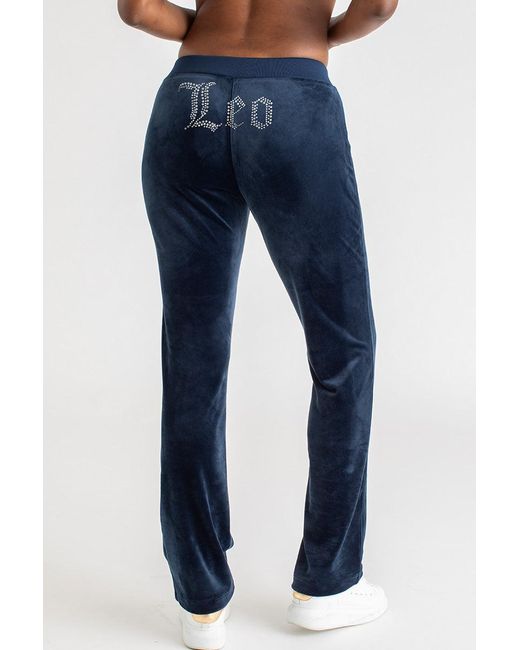 Juicy Couture Blue Leo Customizable Big Bling Velour Track Pants