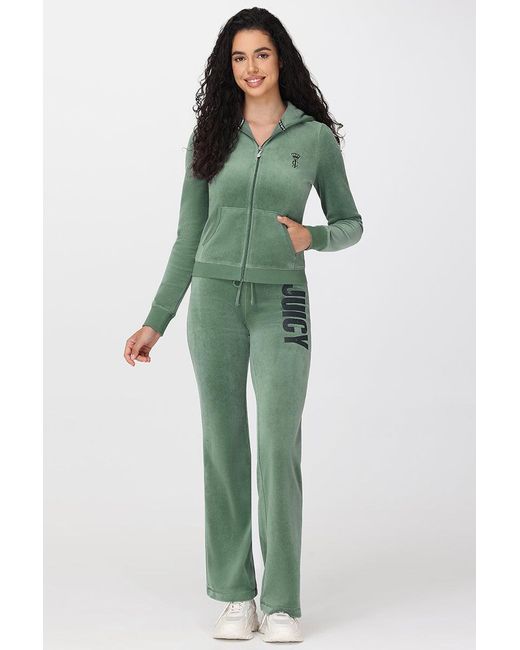 Juicy Couture Green Rebel Without Couture Heritage Cotton Velour Track Pants