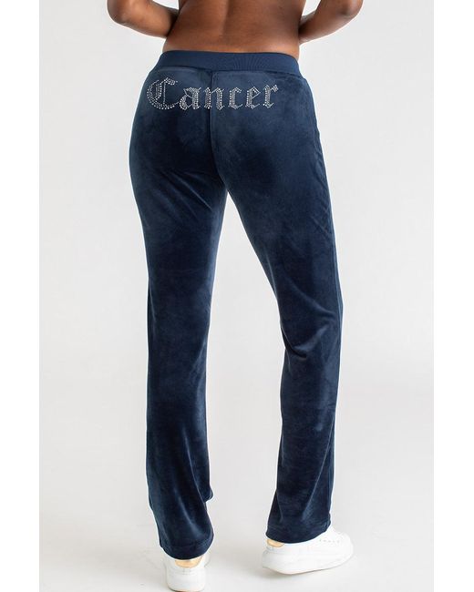 Juicy Couture Blue Taurus Customizable Big Bling Velour Track Pants
