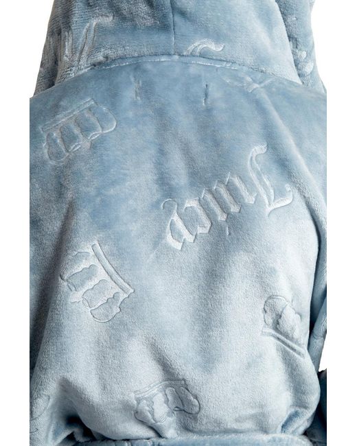 Juicy Couture Blue Hooded Luxe Plush Robe