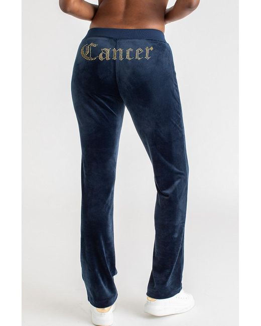 Juicy Couture Blue Taurus Customizable Big Bling Velour Track Pants