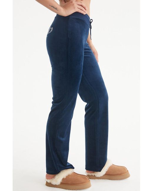 Juicy Couture Blue Taurus Customizable Big Bling Velour Track Pants