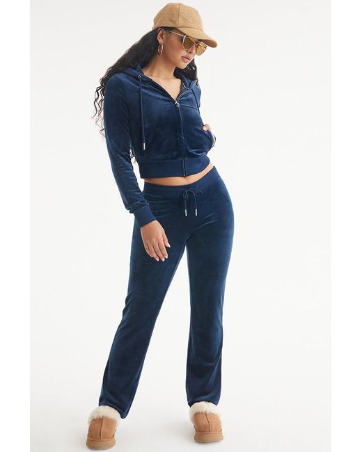 Juicy Couture Blue Taurus Customizable Big Bling Velour Track Pants
