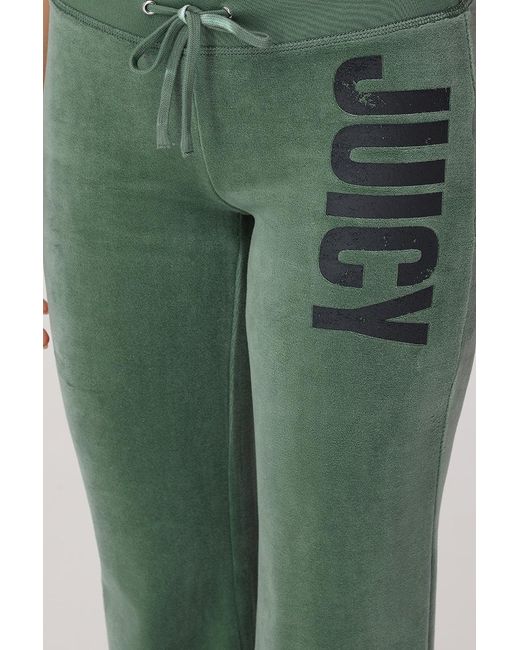 Juicy Couture Green Rebel Without Couture Heritage Cotton Velour Track Pants