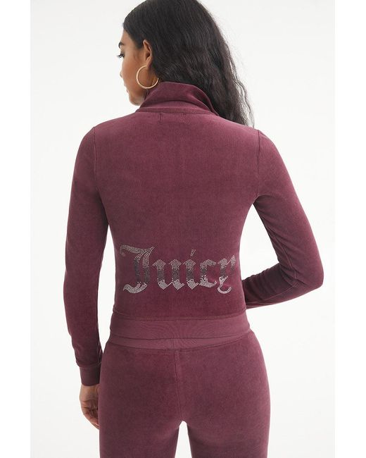 Juicy Couture Purple Ombre Bling Cotton Velour Mockneck Track Jacket
