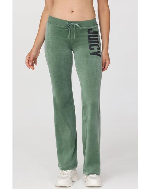 Juicy Couture Green Rebel Without Couture Heritage Cotton Velour Track Pants