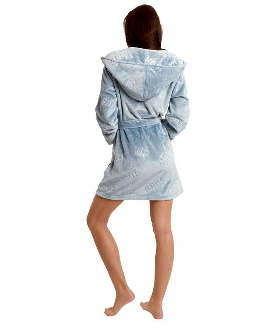 Juicy Couture Blue Hooded Luxe Plush Robe