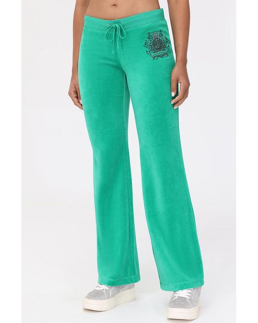 Juicy Couture Green Heritage Graphic Cotton Velour Track Pants
