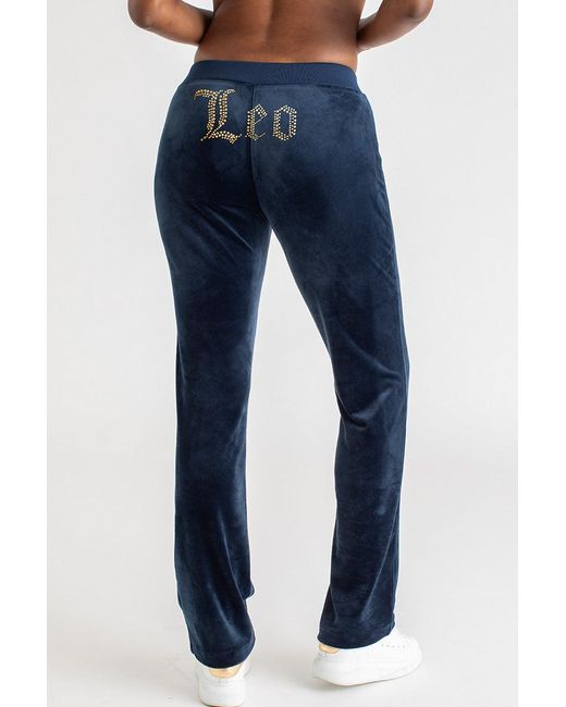 Juicy Couture Blue Leo Customizable Big Bling Velour Track Pants