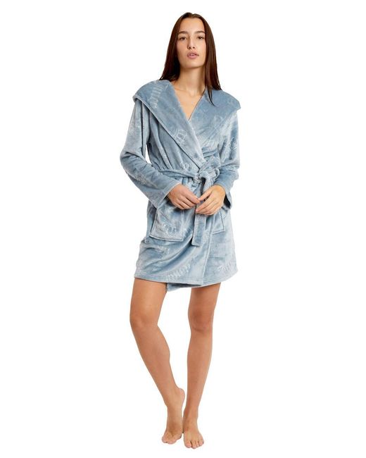 Juicy Couture Blue Hooded Luxe Plush Robe