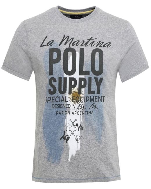La martina Crew Neck Nat T-shirt in Gray for Men | Lyst