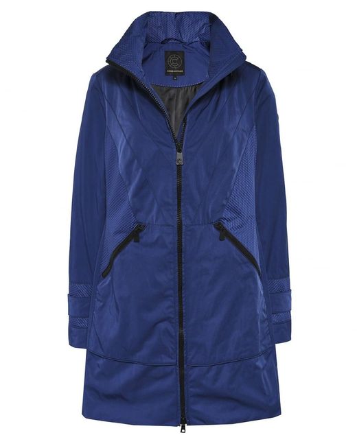 Creenstone Blue 3/4 Length Concealed Hood Coat